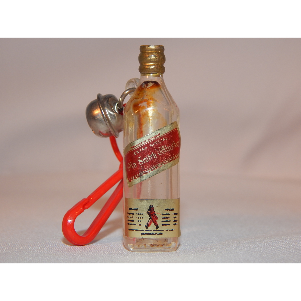 RARE 1980's VINTAGE PLASTIC CLIP CHARM W/BELL JOHNNIE WALKER